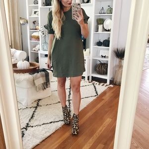 Lush Ruffle Sleeve T-Shirt Dress Olive Med